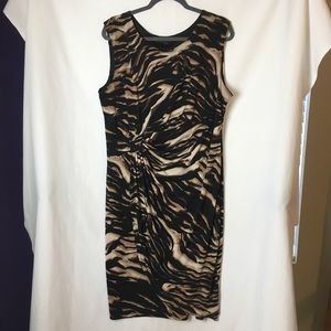 Enfocus Size 18W Tiger Print Faux Wrap Dress
